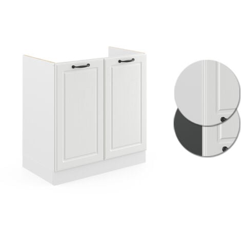 Mobile lavello cucina R-Line, Bianco casa di campagna, 80 cm senza piano di lavoro, Vicco