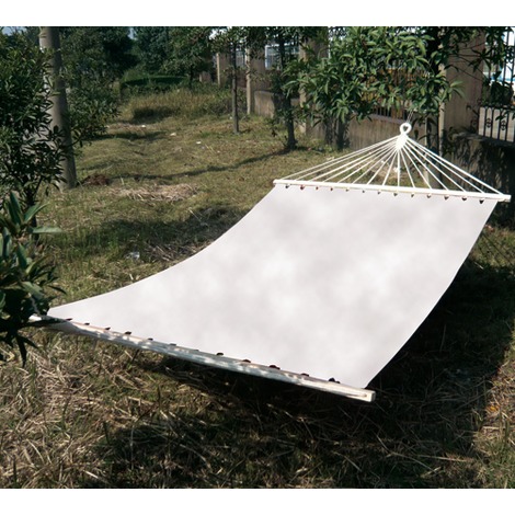AMACA IN COTONE MATRIMONIALE 200X150 - COLORE BIANCO NATURALE -TRAVERSE IN LEGNO