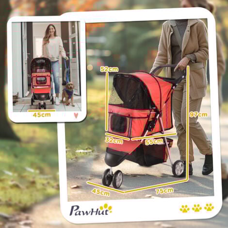 PawHut Passeggino per Cani Pieghevole Carrello per Animali Domestici