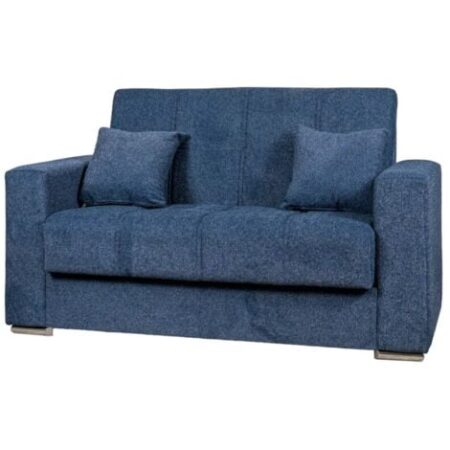 divano letto "atena" 2 posti in tessuto blu scuro, 158x85x92 cm