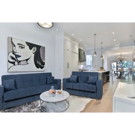 divano letto "atena" 2 posti in tessuto blu scuro, 158x85x92 cm