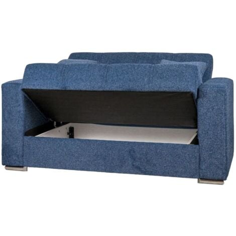 divano letto "atena" 2 posti in tessuto blu scuro, 158x85x92 cm