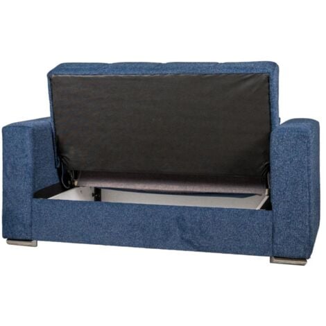 divano letto "atena" 2 posti in tessuto blu scuro, 158x85x92 cm