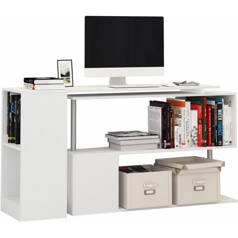 Scrivania Angolare da Ufficio Studio per Computer in Legno bianco 140x120x78,2 cm