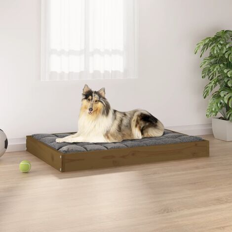Cuccia per Cani Ambrata 91,5x64x9 cm in Legno Massello di Pino vidaXL
