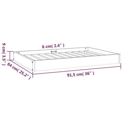 Cuccia per Cani Ambrata 91,5x64x9 cm in Legno Massello di Pino vidaXL