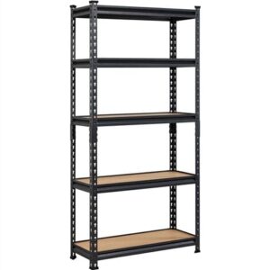 Yaheetech Scaffale/Scaffalatura Garage in Acciaio 153 x 75 x 30 cm a 5 Ripiani Regolabili da Magazzino Carico Massimo per Ripiano 175 KG Nero