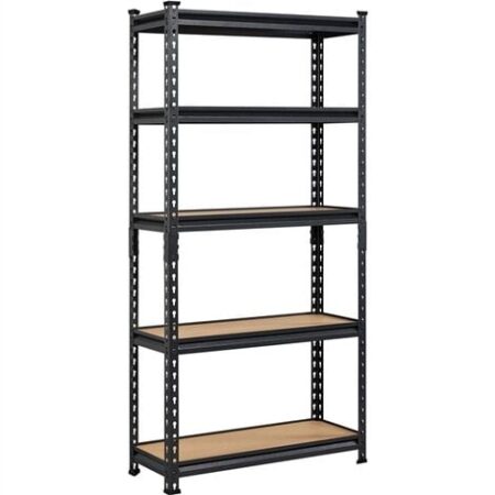 Yaheetech Scaffale/Scaffalatura Garage in Acciaio 153 x 75 x 30 cm a 5 Ripiani Regolabili da Magazzino Carico Massimo per Ripiano 175 KG Nero