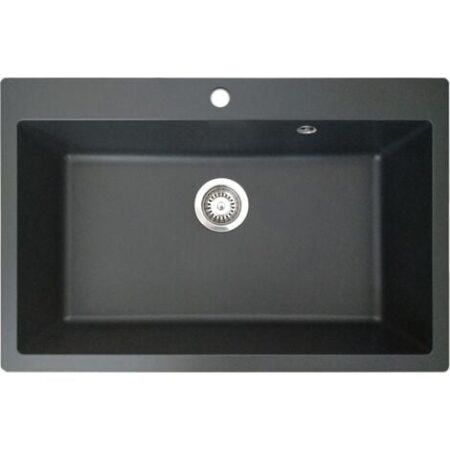 Essebagno Sierra lavello 1 sola vasca grande 76x50 in resina nera