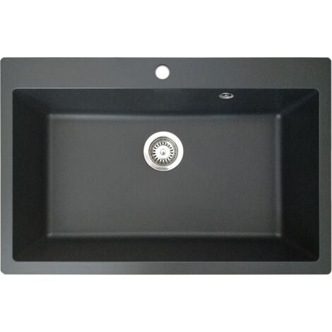 Essebagno Sierra lavello 1 sola vasca grande 76x50 in resina nera