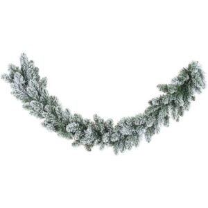 Festone natalizio “Innsbruck” in PVC effetto aghi di Pino color Verde innevato decorazione Natalizia -120 cm