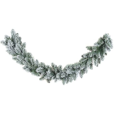 Festone natalizio "Innsbruck" in PVC effetto aghi di Pino color Verde innevato decorazione Natalizia -120 cm