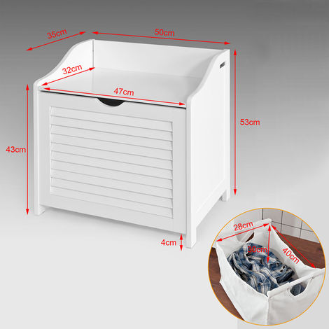 SoBuy  Cesto portabiancheria con Sacco per Biancheria, Panca Contenitore, bianco, FSR40-W,IT