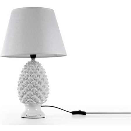 LAMPADA LUMETTO CON DESIGN A PIGNA CON BASE IN COLORE BIANCO 52 CM
