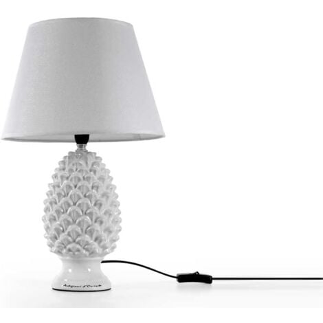 LAMPADA LUMETTO CON DESIGN A PIGNA CON BASE IN COLORE BIANCO 52 CM