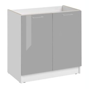 Mobile sottolavello Eco Grigio Brillante a 2 ante L 80 cm