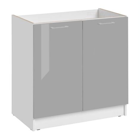 Mobile sottolavello Eco Grigio Brillante a 2 ante L 80 cm