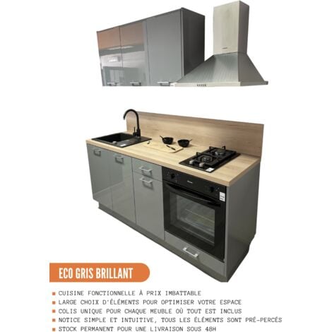 Mobile sottolavello Eco Grigio Brillante a 2 ante L 80 cm
