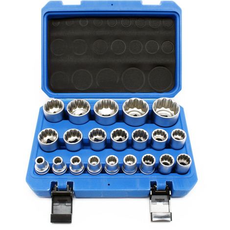 Set di bussole da 1/2″ (12,7mm) 21 pezzi 8-36mm Bussole multi-dente per chiave dinamometrica