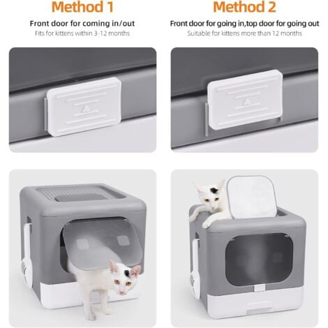 Lettiera Toilette per Gatto Chiusa Cassetta Pieghevole con 2 Porta, adatto a gatti peso a 6kg