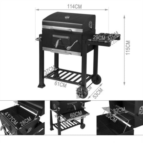 WOLTU Griglia a Carbone Portatile con Ruote Barbecue BBQ Carbonella Grill Grande