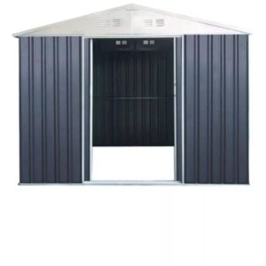 casetta da esterno in lamiera zincata domus “s” grigia con porte scorrevoli 187x131x194 cm