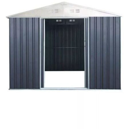 casetta da esterno in lamiera zincata domus "s" grigia con porte scorrevoli 187x131x194 cm