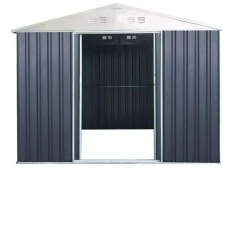 casetta da esterno in lamiera zincata domus "s" grigia con porte scorrevoli 187x131x194 cm