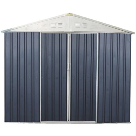 casetta da esterno in lamiera zincata domus "s" grigia con porte scorrevoli 187x131x194 cm