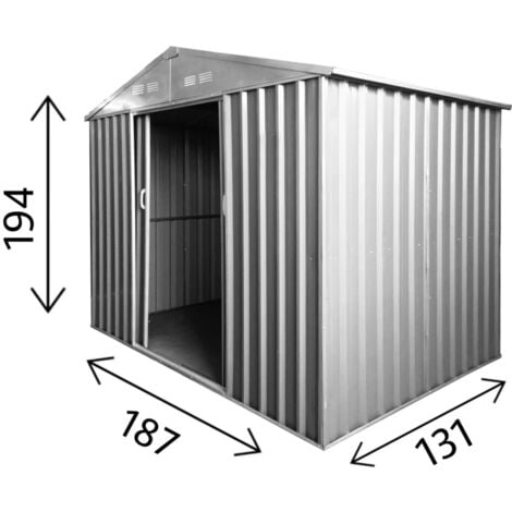 casetta da esterno in lamiera zincata domus "s" grigia con porte scorrevoli 187x131x194 cm