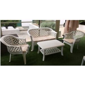 SALOTTO SET DA GIARDINO IN RESINA BIANCO VERANDA 4 PEZZI MADE IN ITALY