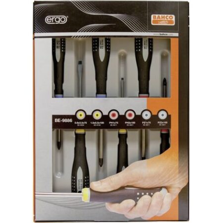 Bahco Ergo Officina e meccanica Kit cacciaviti 6 parti Taglio, Croce Pozidriv, Croce Phillips