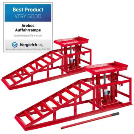 AREBOS 2x Auto Veicolo Rampa Sollevamento 2T Jack Martinetto Indraulico Regulabile