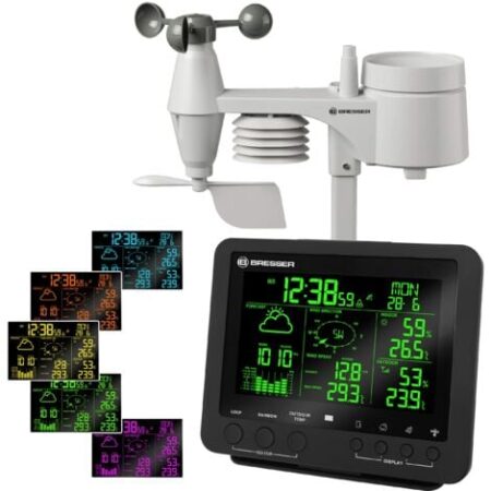 BRESSER 5-in-1 Centro meteo professionale con display di 256 colori nero