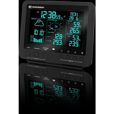 BRESSER 5-in-1 Centro meteo professionale con display di 256 colori nero