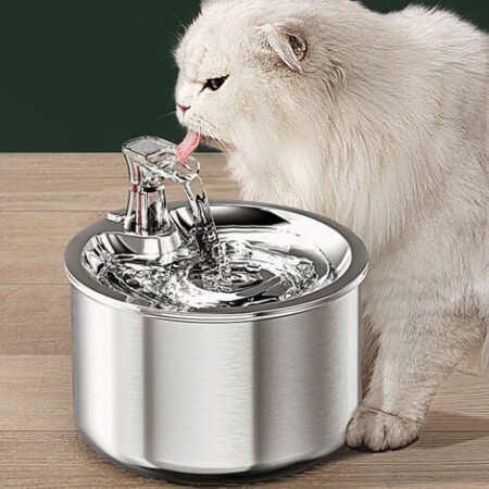 Fontana per gatti in acciaio inossidabile, design lavabile in lavastoviglie, adatta a più animali domestici, bassa mania