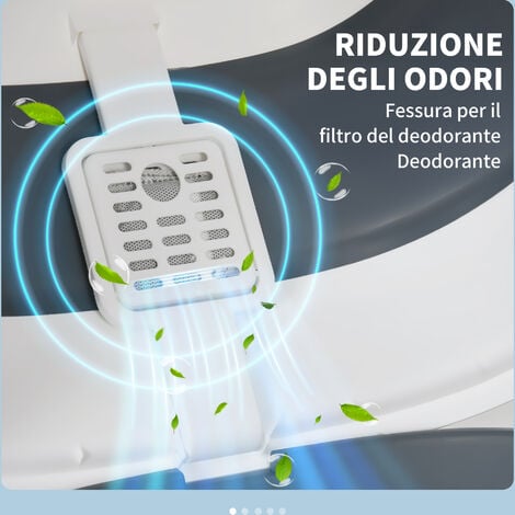 PawHut Lettiera per Gatti Pieghevole in PP e ABS con Maniglia Paletta Deodorante