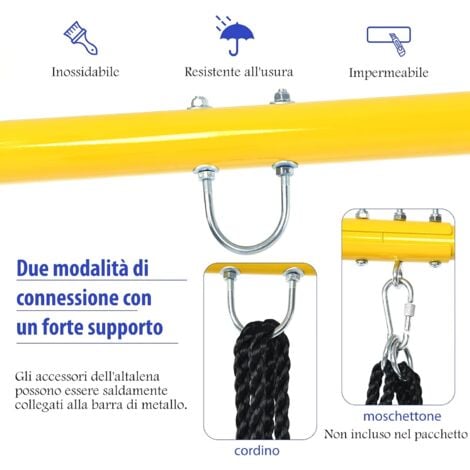 COSTWAY Struttura di Metallo per Altalena, Struttura ad A Resistente per Altalena, con Paletti e 2 Modi per Appenderla, Capacità di Peso 200kg, Ideale per Attività Interne ed Esterne (Blu e Giallo)
