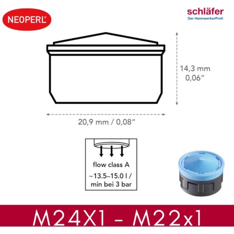 Schläfer 01802002  Rompigetto Anticalcare Universale per Rubinetto M22-M24, Cartuccia Filtro Universale Perlator Long Life Classe A da 13.5 lit/min, Compatibile con Aeratore Neoperl, 10 pezzi