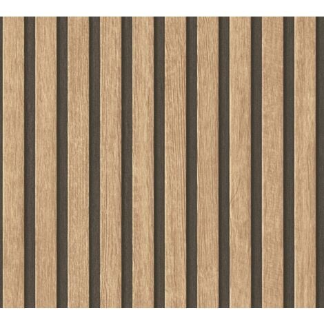 Carta da parati aspetto legno Profhome 391091 Carta da parati TNT goffrata a caldo strutturata con aspetto legno opaca beige marrone nero 5,33 m2
