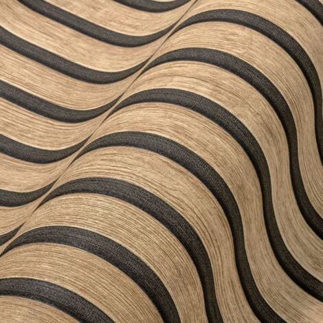 Carta da parati aspetto legno Profhome 391091 Carta da parati TNT goffrata a caldo strutturata con aspetto legno opaca beige marrone nero 5,33 m2