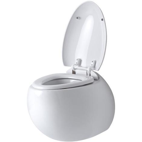 Hudson Reed Langtree Sanitario WC Ovale Sospeso con Sedile Copri Water Soft-Close – 350 x 420 x 590 mm