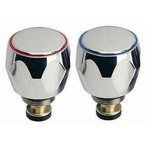 Schläfer 4502816  Pomolo, Manopola per Gruppo Rubinetto Lavello, Kit Ricambio Rubinetto Bagno e Cucina Universale, Coppia Maniglia in metallo CALDO e FREDDO con Vitoni Meccanici 1/2" G - diam 20mm