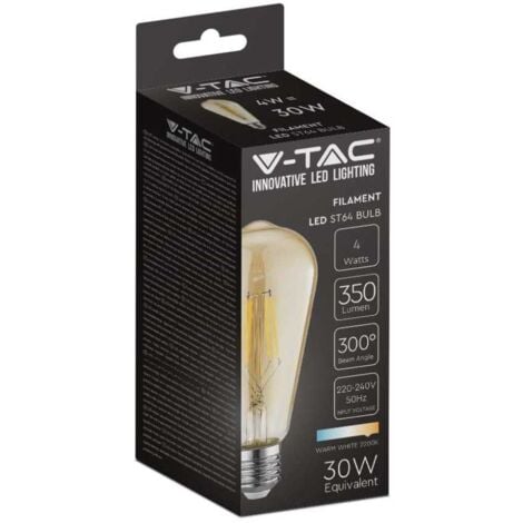 V-TAC VT-1964 Lampadina LED 4W filamento ambrato E27 ST64 vintage luce bianco caldo 2200K - 214361