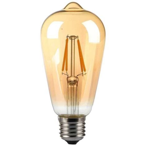 V-TAC VT-1964 Lampadina LED 4W filamento ambrato E27 ST64 vintage luce bianco caldo 2200K - 214361