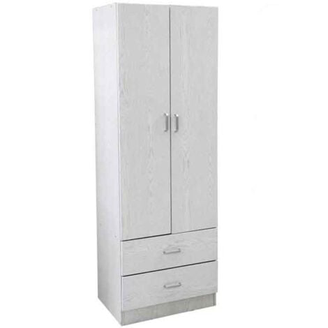 ARMADIO 2 ANTE 2 CASSETTI LEGNO TRUCIOLARE BIANCO 60X42X180