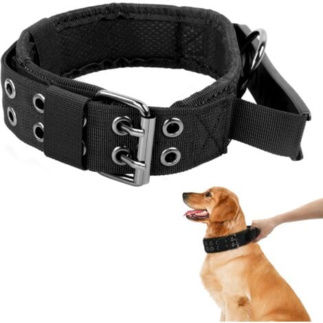 Collare per cani tattico con maniglia di controllo, collare per cani imbottito regolabile militare, collare per cani con fibbia in metallo in nylon per addestramento di cani di taglia media L(43-53)