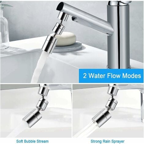 Aeratore per rubinetto rotante a 720 gradi, 2 funzioni di spruzzo, aeratore per rubinetto maschio da 22 mm femmina e 24 mm per rubinetto cucina/bagno