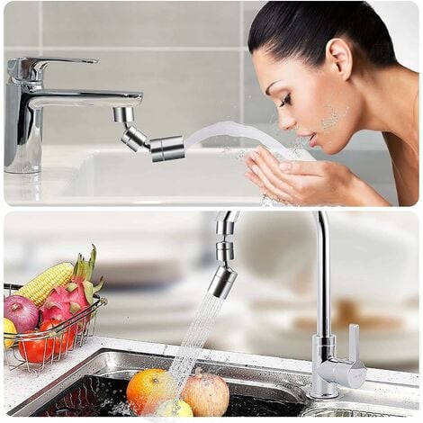 Aeratore per rubinetto rotante a 720 gradi, 2 funzioni di spruzzo, aeratore per rubinetto maschio da 22 mm femmina e 24 mm per rubinetto cucina/bagno