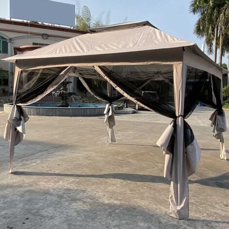 Gazebo 3x3 Mt Pieghevole Impermeabile con Tende Zanzariere e Borsa x trasporto